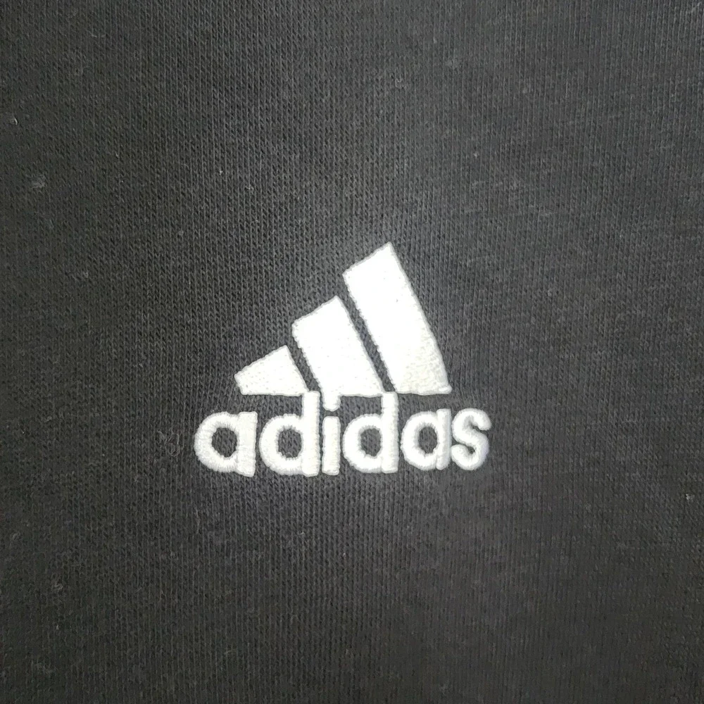 Adidas Mens Quarter Zip Sweatshirt Black White Stripes Fleece Pullover Medium